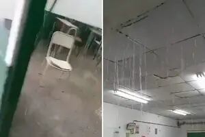Por las lluvias torrenciales se cayó el techo de una escuela de Rosario