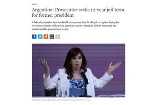 La cadena de televisión alemana Deutsche Welle tituló con los 12 años de prisión que podría recibir Cristina Kirchner