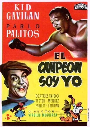 Afiche del film "El campeón soy yo", con el boxeador Kid Gavilán como protagonista
