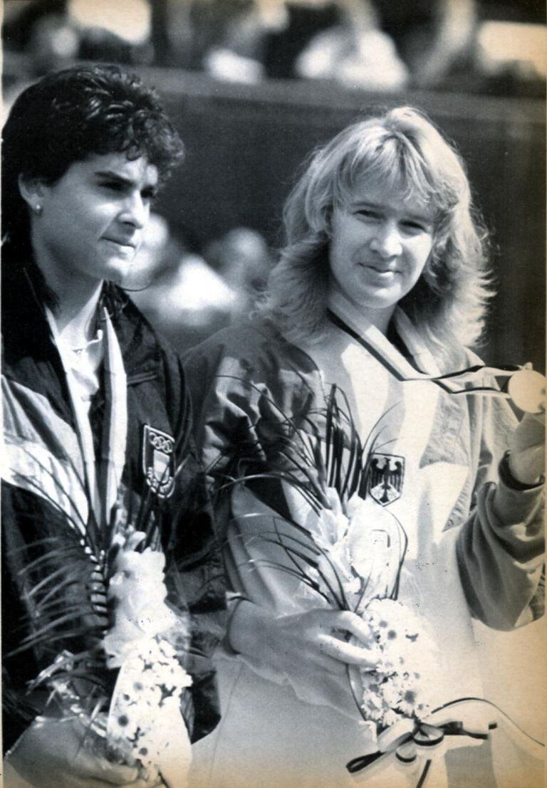 Steffi Graf e Gabriella Sabatini, finaliste a Seoul 88;  È stata la medaglia d'argento dell'Argentina nel tennis