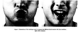 "Cuanto tenían el bolígrafo en la boca simulando una sonrisa las imágenes les parecían más simpáticas" (imagen del estudio Strack et al. 1988)