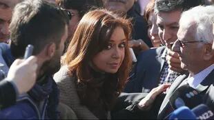 Cristina Kirchner, ayer, en Comodoro Py