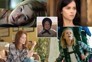 Rosamund Pike, Felicity Jones, Julianne Moore, Reese Whitherspoon y en el centro Hilary Swank, las actrices que resuenan más fuerte