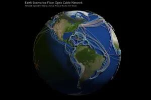 Este mapa 3D muestra los 426 cables submarinos que conectan países y continentes