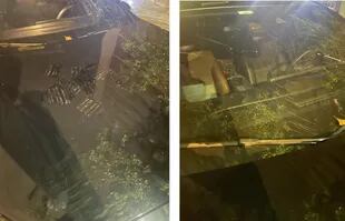 Dos imágenes de cómo va el coche Mercedes Benz de Eduardo "este" Salvio tras el incidente que tuvo con su exesposa
