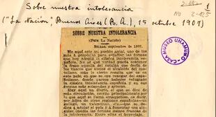 Artículo de Unamuno publicado en La Nación, en 1907, donde se refería a la intolerancia que se respiraba por entonces en España