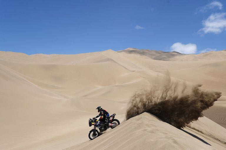 Julián García Merino compitió en la edición 2019 del rally Dakar en motos; en la foto, en Arequipa (Perú)