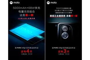 Las publicaciones de Motorola en la red social Weibo adelantan que el Edge X30 tendrá, además de un procesador Snapdragon 8 Gen 1, una batería de 5000 mAh y tres cámaras traseras, dos de ellas con sensores de 50 megapixeles