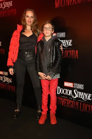 Red and black for Catarina Spinetta and her son Justino
