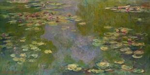 Nenúfares (Water Lilies), de Claude Monet, 1919, pintura impresionista francesa, aceite sobre lienzo. Monet dejó muchas de sus obras tardías sin terminar, pero este trabajo fue una excepción que firmó y vendió en 1919