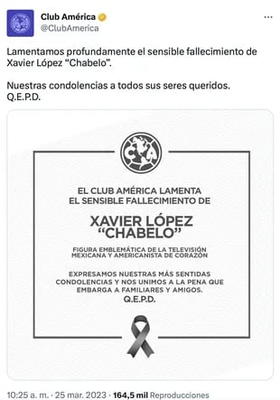 Se despiden de Xavier López 'Chabelo' en Twitter