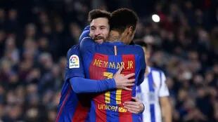 Messi y el festejo con Neymar