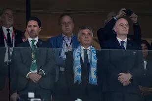 El expresidente Mauricio Macri en el estadio Lusail, durante el partido entre Argentina y México