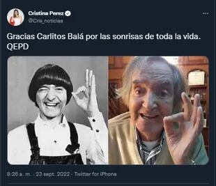 La despedida de Cristina Pérez a Carlitos Balá (Twitter @cris_noticias)