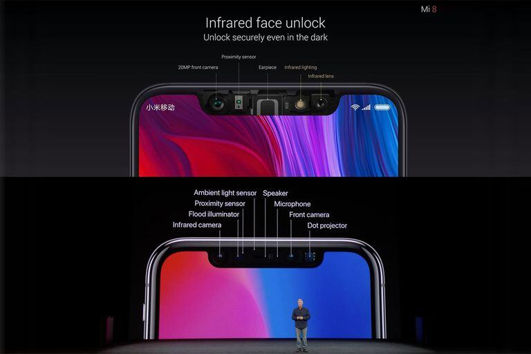 La presentación del sistema de desbloqueo por identificación facial en el Mi 8 y en el iPhone X