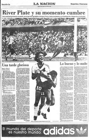 Fácsimil del diario La Nación del 7 de abril de 1986