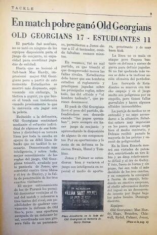 En la revista Tackle, una crónica de "Chang-cho", que no era otro que Ernesto Guevara, rugbier y periodista.