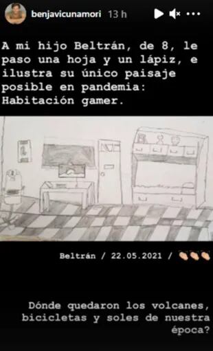 El dibujo de la habitación gamer de Beltrán Vicuña que preocupó a su padre Benjamín