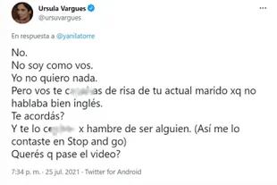 La respuesta de Ursula Vargues a Yanina Latorre