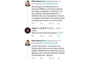El cruce entre Ángel de Brito y el Pollo Álvarez por la supuesta primicia del embarazo de Cande Ruggeri (Foto: Twitter)