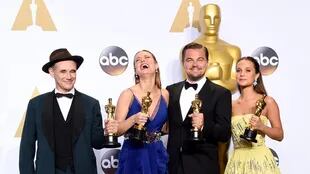 Mark Rylance, Brie Larson, Leonardo DiCaprio y Alicia Vikander, el cuarteto de actores premiado