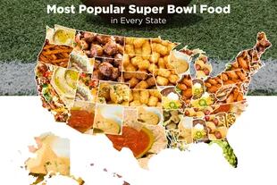 Este es el mapa de comidas favoritas en EE.UU., según el sondeo de la plataforma industrial Bid on Equipment, para este Super Bowl