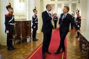 Obama y Macri dialogaron amigablemente durante el tiempo que compartieron en la Casa Rosada; el mano a mano personal duró 10 minutos