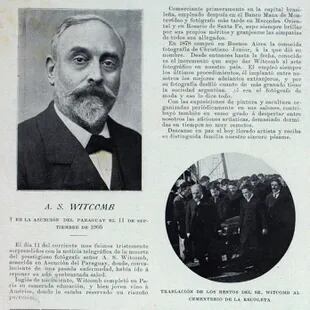 La necrológica de Alexander Witcomb, publicada en 1905 en La Ilustración Sud-americana.