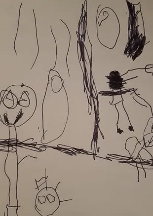 Un dibujo del pequeño Ezequiel, que sueña con tener una familia.