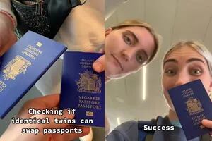 Son gemelas, probaron intercambiar pasaportes en el aeropuerto y el resultado las sorprendió