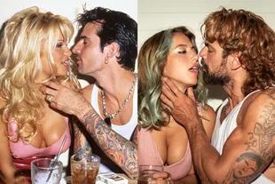 Luciano Castro y Flor Vigna recrearon fotos históricas de Tommy Lee y Pamela Anderson (Foto: Instagram)