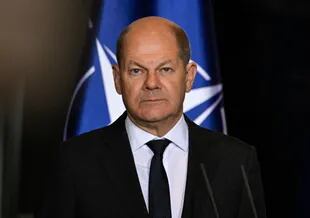 German Chancellor Olaf Scholz attends a joint press conference with the NATO Secretary General after a meeting at the Chancellery in Berlin on December 1, 2022. (Photo by Tobias SCHWARZ / AFP)