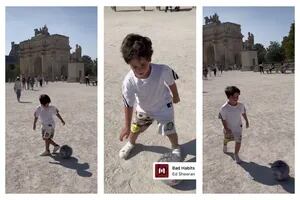 Mateo Messi tiró magia con la pelota en las calles de París