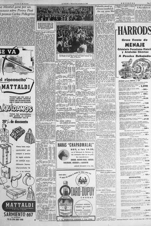 La página de LA NACION que refleja la crónica del Pellegrini de 1949