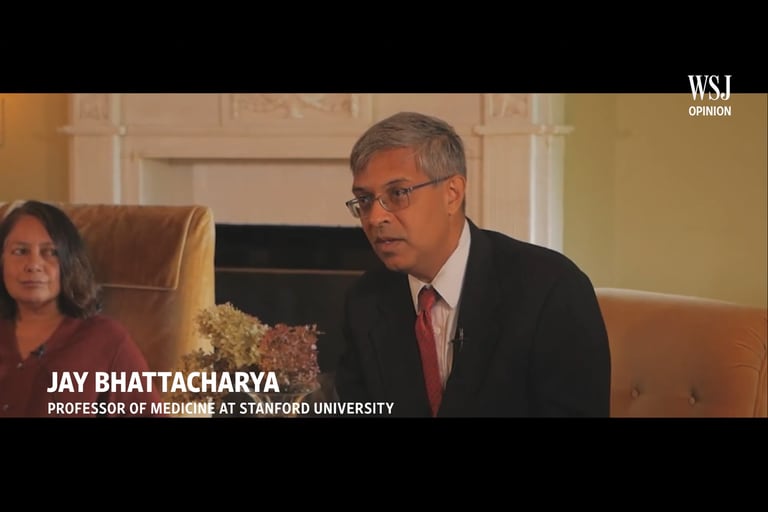 Jay Bhattacharya, profesor de medicina de la Universidad de Stanford, durante la entrevista con el Wall Street Journal