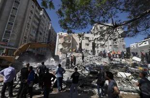 Los escombros de lo que Israel afirma que era la casa de Sinwar