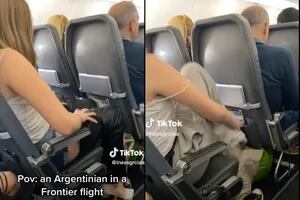 Es argentina, la filmaron en una insólita situación en un avión de Estados Unidos y quedó en evidencia