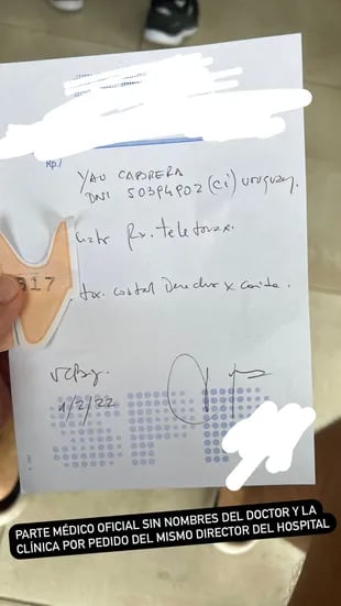 Yao Cabrera mostró las pruebas de su accidente (Foto: Instagram)