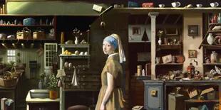 La imagen que recibió Dall-E 2, en este caso, fue imaginar cómo se vería la obra de Vermeer "la joven de la perla" si el lienzo fuera más grande