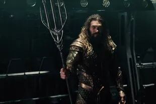 Jason Momoa en la piel de Aquaman para el film de la Liga de la justicia.