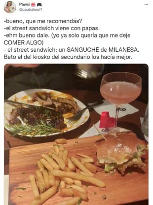 El sándwich de milanesa que pidió  la exconcursante de Bake Off Argentina (Foto: Twitter)