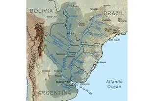 La Cuenca del Río de la Plata. El agua que desemboca en el río viene desde Bolivia, Paraguay, Brasil y Uruguay