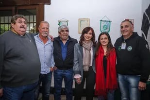 Cristina Kirchner, con los sindicalistas Ricardo Pignanelli, Omar Plaini, Hugo Moyano, Vanesa Siley y Mario Manrique
