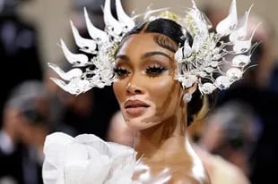 Model Winnie Harlow was another of the celebs who chose to stand out through a striking hairstyle
