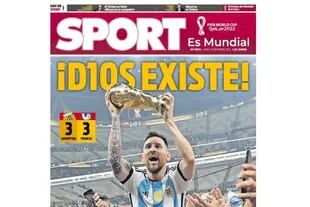 "¡D10S EXISTE!", fue la frase con la que Sport resumió la victoria de la Argentina sobre Francia y obtención de una tercera estrella