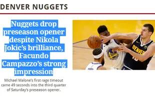 El análisis de Denver Post: los Nuggets pierden en su debut de la pretemporada pese a la brillantez de Jokic y la fuerte impresión que causó Campazzo