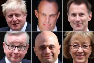 Boris Johnson, Dominic Raab, Heremy Hunt; Michael Gove, Sajid Javid y Angela Leadsom