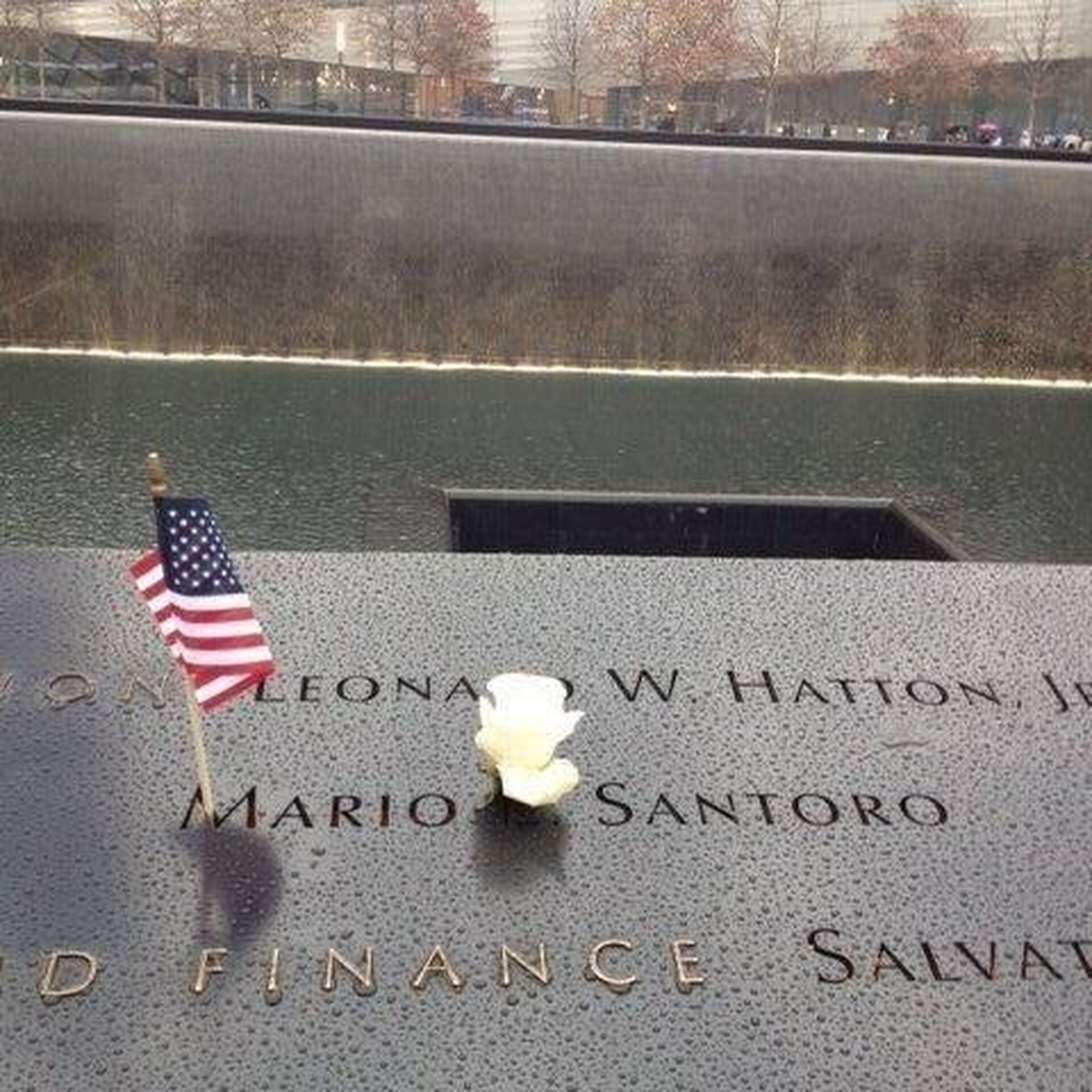 El lugar de Mario Santoro en el memorial del Ground Zero, donde supieron estar las Torres Gemelas
