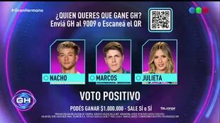Nacho, Marcos y Julieta son los tres finalistas de Gran Hermano