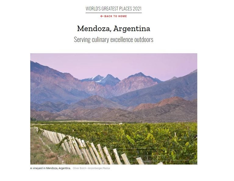 La revista TIME eligió los cien mejores lugares de 2021 y uno de ellos está en la Argentina
